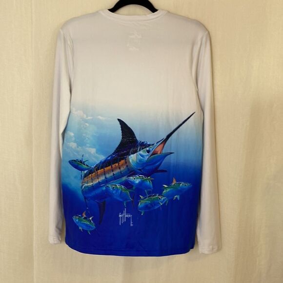 Guy Harvey White Fishing Shirt Graphic Front and Back Size Small - Picture 5 of 8